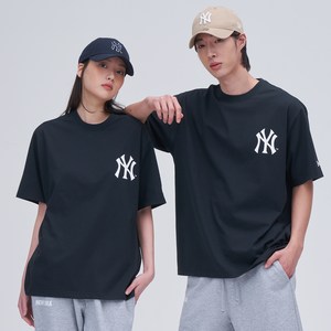 뉴에라 남녀공용 MLB 베이직 로고 뉴욕 양키스 오버핏 반팔 티셔츠 1472130