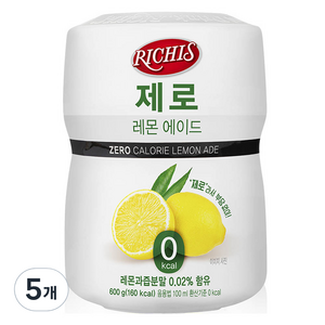 리치스 제로 레몬 에이드분말, 600g, 1개입, 5개