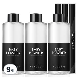 코코도르 디퓨저 리필액 + 리드스틱 5p, 베이비 파우더, 200ml, 9세트