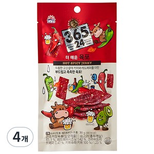 삼육오점이사 해표 365 24 더 매운 육포, 30g, 4개