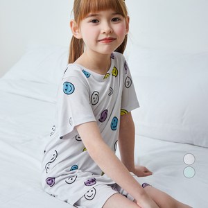 롤리트리 아동용 레이온 프린트 반팔 실내복 상하의 세트 CS