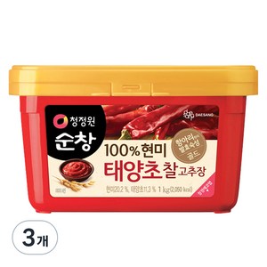 청정원순창 100% 현미 태양초 찰고추장, 1kg, 3개