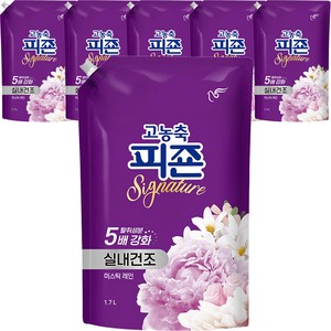 피죤 고농축 실내건조 시그니처 미스틱레인 섬유유연제 리필, 1.7L, 6개