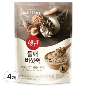 햇반 들깨버섯죽, 420g, 4개