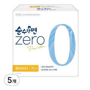 순수한면 제로 순면 뉴 팬티라이너, 슈퍼롱, 70개입, 5개