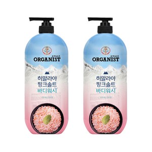 오가니스트 히말라야 핑크솔트 풍성한 거품 산뜻한 바디워시 민트향, 865ml, 2개