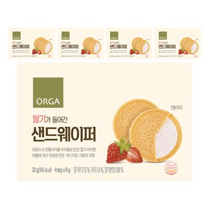 ORGA 딸기가 들어간 샌드웨이퍼 32g, 딸기맛, 5개