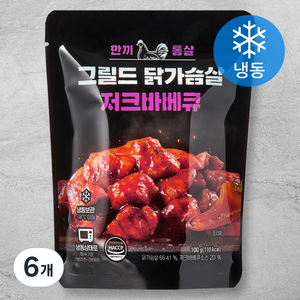 한끼통살 그릴드 닭가슴살 저크바베큐 (냉동), 100g, 6개