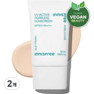 이니스프리 뉴 유브이 액티브 포어리스 선스크린 SPF50+ PA++++, 50ml, 2개