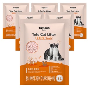 탐사 베이직 프리미엄 고양이 두부모래 7L (약 2.8kg), 복숭아향, 6개