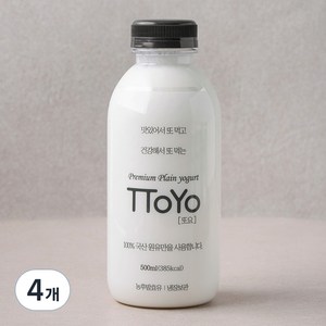 또요 또먹는 플레인 요거트, 500ml, 4개