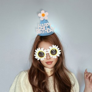 피앤비유니티 생일파티 데이지모자 안경 세트, 03 데이지모자블루앤 안경 2종, 1세트