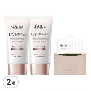 [비건뷰티] 달바 워터풀 톤업 선크림 SPF 50+ PA++++ 50ml x 2p + 밸런싱 비건 젤 클렌저 15ml 세트, 2개