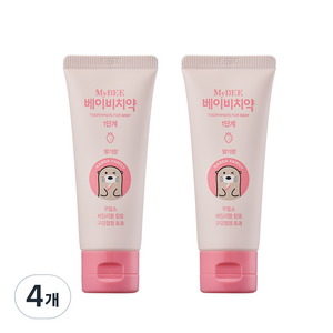 마이비 베이비 어린이 치약 1단계 딸기향, 50g, 4개