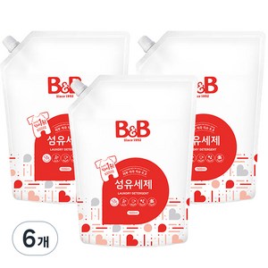 비앤비 섬유세제 리필, 1.5L, 6개