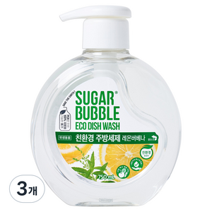 슈가버블 친환경 주방세제 레몬 버베나, 750ml, 3개