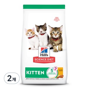 힐스사이언스다이어트 고양이 치킨 레시피 기능성 사료, 키튼, 1.6kg, 2개