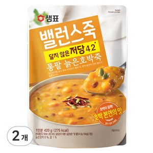 샘표 밸런스죽 통팥 늙은호박죽, 420g, 2개