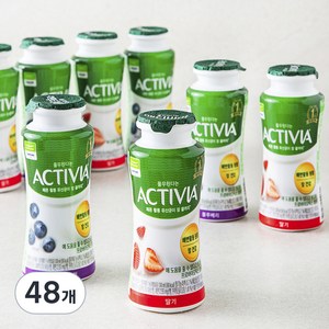 풀무원다논 액티비아 병 딸기 x 4p + 블루베리 x 4p 세트, 130ml, 48병