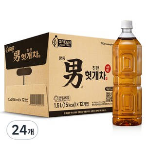 광동제약 진한 헛개차 무라벨 그린, 1.5L, 24개