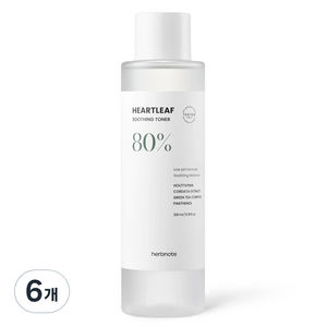 허브노트 어성초 80% 약산성 진정 토너, 200ml, 6개