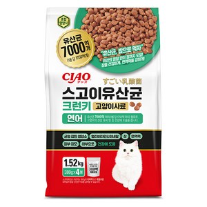 챠오 전연령 고양이 스고이 유산균 크런키 건식사료, 1520g, 1개, 연어