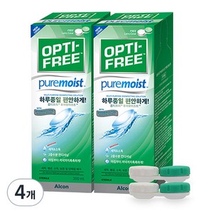 옵티프리 퓨어모이스트 렌즈세정액 + 렌즈케이스, 300ml, 4개