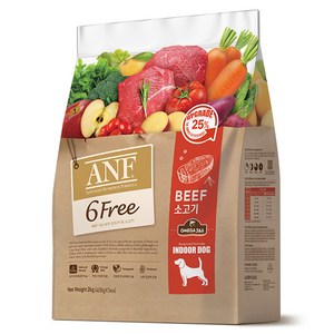 ANF 생후 4개월 이상 식스프리 인도어 독 건식사료, 소, 2kg, 1개