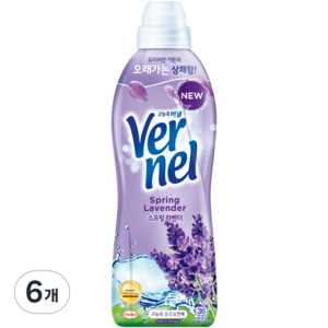 버넬 섬유유연제 스프링라벤더 본품, 900ml, 6개