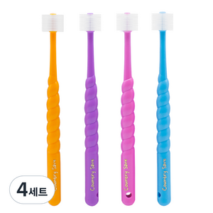 컨트리세이브 친환경 360도 칫솔 키즈2단계 5세~13세 4P, 오렌지, 블루, 퍼플, 핑크, 4세트, 4개