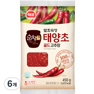 순창궁 태양초 골드 고추장, 450g, 6개