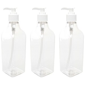 병도매닷컴 DNS500 디스펜서 500ml 3개, 용기(사각투명), 캡(흰색)