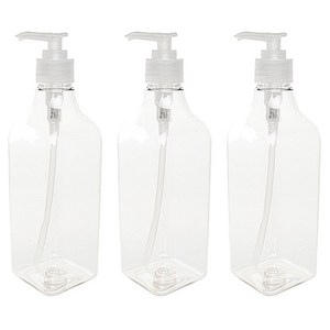 병도매닷컴 DNS500 디스펜서 500ml 3개, 용기(사각투명), 캡(투명)