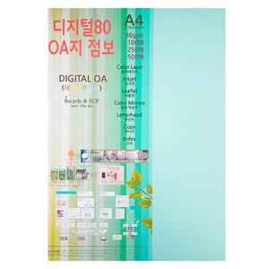 종이문화 디지털80 OA지 15 아쿠아블루, A4, 100개