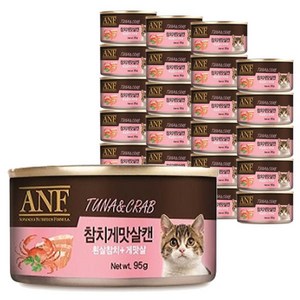 에이엔에프 고양이 간식캔 생선, 혼합맛(흰살참치/게맛살), 95g, 24개