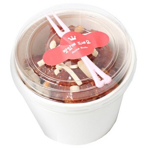 일회용 종이그릇 350ml 9.6 x 7.8 x 8 cm + 투명 뚜껑 세트 20p + 맛있게드세요 빨강 스티커 20p + 핑크 포크 20p, 1세트