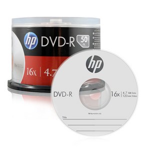 HP DVD-R 공디스크 16X 4.7GB 50p + 케익 케이스, 1개