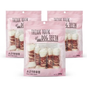 ThinkYouDogTeeth 반려견 우유껌 6개입, 소고기, 240g, 3개