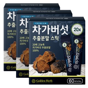 골든허브 프리미엄 차가버섯 추출분말 스틱, 60g, 3개