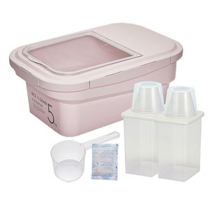 씨밀렉스 라이스키퍼 쌀통 5kg + 950ml 잡곡통 2개, 핑크, 1세트