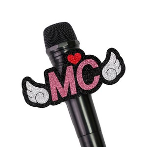 음악중심 MC 마이크 네임택 방송소품, 핑크, 1개