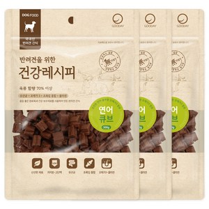 굿데이 건강레시피 큐브 강아지 간식, 연어, 300g, 3개