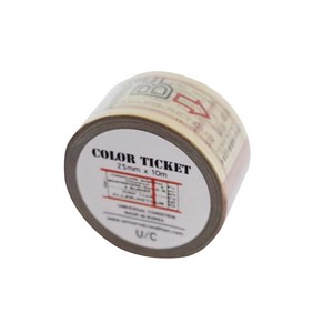 빈티지 마스킹 테이프 COLOR TICKET 25mm x 10m, 혼합색상, 1개