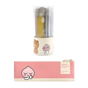 카카오프렌즈 모던 st 미니 플랫 펜슬케이스 + 자 15cm 30p, 어피치(펜슬케이스), 랜덤발송(자), 1세트