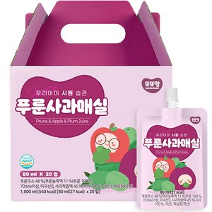 또또맘 우리아이 시원습관 푸룬사과매실 주스, 혼합맛(푸룬/사과/매실), 80ml, 1개