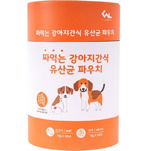 씨엔앨 라이프 짜먹는 강아지 간식 유산균 파우치 2종 세트, 혼합맛(소고기/연어), 1개