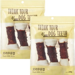 강아지 Think you dog teeth 오리우유껌 대형 240g 3p, 2개