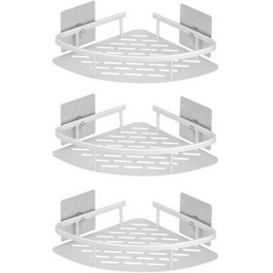 데일린 접착식 코너 욕실선반 3단, 실버, 1개