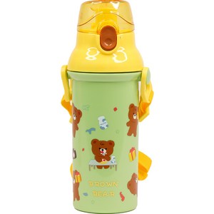 릴팡 메이트 앵커 원터치 어깨끈 아동용물통, 브라운베어, 480ml, 1개
