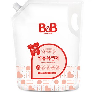 비앤비 섬유유연제 자스민 앤 로즈 리필, 1.8L, 1개